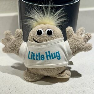 HUGMEEZ “LITTLE HUG” Blue Writing Beige Plush Stuffed Cute Adorable Animal Toy